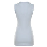 KYLETHOMASW  -  Fashion Simple Solid Slim Fit Office Lady Dresses Button Summer New Trendy Mini Elegant Dresses