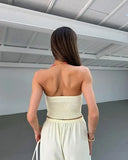 KYLETHOMASW  -  Women's Solid Color Sleeveless Tube Top Trousers Set Women's Sexy Casual Two-piece Set