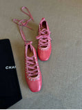 KYLETHOMASW  -  Cowhide Version Pink Single Shoe Women's Square Head Shallow Mouth Design Sense Cross Strap Ballet Shoes Low Heel Mary Jane Shoe