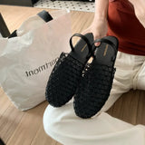 KYLETHOMASW  -  Slippers for Women Summer New Mesh Hollow Out One-piece Strap with Toe Cap Flat Sandals for Women's Mesh Slippers Women