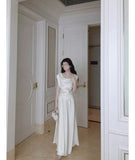 KYLETHOMASW  -  Bias Cowl Neck Maxi Skirt Set  Acetate Look Satin Co Ord Lengthened Silhouette Fluted Hem