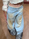 KYLETHOMASW  -  American Vintage Washed Patchwork Tie Dye Women's Jeans Fashion Street Denim Pants for Women Y2k Loose Wide Leg Pants