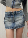 Kylethomasw  Summer Woman Y2k Denim Skirt Low Rise Jean Cargo Skirt Zipper New Design Mini Sexy Hot Gyaru Aesthetics American Style Punk