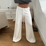 KYLETHOMASW  -  Casual Knitted Pants For Women Spring Summer Low Waist Wide Leg Pants Loungewear Trousers All-match Slacks Daily Outfit