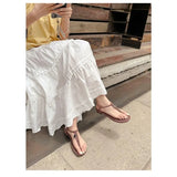 KYLETHOMASW  -  Summer Women's Blue Suede T-Strap Flip Flops Metal Decor Flat Sandals Ankle Strap Casual Slingback Slippers Beach Shoes