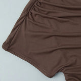 KYLETHOMASW  -  summer new style sloping shoulder off-shoulder T-shirt asymmetric pleated pure color short sleeve
