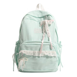 KYLETHOMASW  -  Women's Nylon Lace Bow Backpack Sweet Fresh Aesthetic Daily School Casual Book Bags New Fashion Student Back Packs