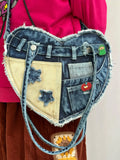 KYLETHOMASW  -  Star Contrast Denim Bag Shoulder Crossbady Bags for Woman Underarm Bolsos De Mujer Spice Girl Sac Femme Original Heart Bolso