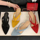 KYLETHOMASW  -  New In Fashion Pointed Toe Women Wedges Slippers Female Flip flops Slides Ladies Low Heel Wedges Slippers Sandals Shoes Pumps