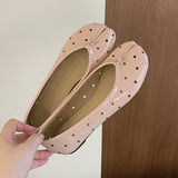 KYLETHOMASW  -  Summer New Round hole Women Flat Shoes Fashion Split Toe Shallow Slip On Boat Shoes Soft Flat Heel Ladies Casual Single Shose