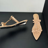 KYLETHOMASW  -  New Footwear Pointed Toe Women Wedges Slippers Female Slides Fashion Butterfly-Knot Ladies Heeled Slippers Sandals Shoes Pumps