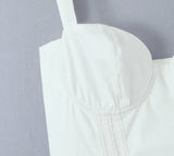 KYLETHOMASW  -  Sexy Bra Chest With Wire Corset Style Low Waist Spliced Ruched Pleated Swing Slit Long Midi Dress Women Bodycon Sling Robe White