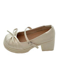 KYLETHOMASW  -  White round Head Bowknot Slip-On High Heel Mary Jane Shoes Women's New Style Heightening Versatile Fashion Single Shoes