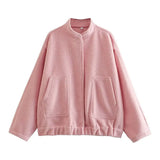 KYLETHOMASW  -  Standing Collar Buttons Women's Jackets Loose Long Sleeve Pockets Coats Solid Color Fold Tops Autumn Casual Outdoors Clothes