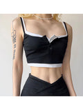 Kylethomasw  Woman Knit Camisole Square Neck Tank Fake Two Pieces Top Crop Cozy Tops Elegant Halter Top Design Bustier Corset Top Gyaru