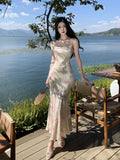 Kylethomasw Elegant Bodycon Evening Party Lace Dress Summer Sexy Hollow Out Spaghetti Strap Runway Robe Women French Mermaid Dresses Mujers