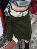 KYLETHOMASW  -  Vintage Gothic Irregular Design Mid Skirt Autumn Winter Aesthetic Female Low Waist Solid Skirt Streetwear 2000s Clothes