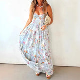 KYLETHOMASW  -  Elegant Sleeveless Hollow Out Pleat Dress Summer New High Waist Backless Evening Dress Sexy Low Cut Halter Floral Printed Dress