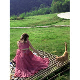 KYLETHOMASW  -  Backless Sexy Strap Midi Dress Party Sweet Elegant Sleeveless Dress Casual Beach One Piece Dress Japanese Fashion Summer