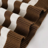 KYLETHOMASW  -  Sweet Slim Casual U Neck Long Sleeve Striped Contrast Color Pullover Knitted Pullovers