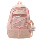 KYLETHOMASW  -  Women's Large Capacity Star Print Backpack Clear Mesh Pocket Heart Decor Adjustable Strap Casual Daily School Itabag New