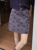 KYLETHOMASW  -  Retro Mini Knitted Skirts Women High Waist Sweet Girls New Slim Elegant Autumn All Match Fashion Chic Gentle OL