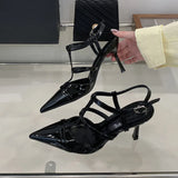 KYLETHOMASW  -  New Fashion Pointed Toe Pumps Ladies Heels Shoes Luxury Female Ankle Buckle Footwear T-Strap Women Thin High Heels Shoes