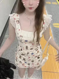 KYLETHOMASW  -  Summer Woman Sweet Y2k Mini Dress Beach Style Elegant Lace Dress Outwear Hot Girls Korean Fashion Slim Dress Woman Chic