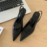 KYLETHOMASW  -  Fashion Butterfly-Knot Women Medium Heels Pumps Shoes Female Slip On Footwear Pointed Toe Ladies Thin Heels Sandals Shoes