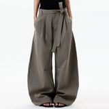 KYLETHOMASW  -  Summer New Solid Color Three-dimensional Pleated Design High-end Straight Leg Casual Trousers Casual Fashion Style