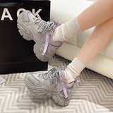 KYLETHOMASW  -  Fashion Crystal Chunky Sneakers Women Comfortable Lace Up Platform Dad Shoes Woman Breathable Mesh Running Sneakers Female