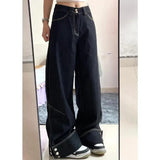 Kylethomasw Streetwear Flap Buttons Loose All Match Jeans Women 2025 Spring New High Waist Fashion Casual Denim Wide Leg Pants