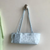 KYLETHOMASW  -  Elegant Floral Jacquard Underarm Bag Women Light Blue Satin Shoulder Bag With Small Pouch Vintage Ladies Daily Handbag Purse
