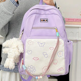 KYLETHOMASW  -  Women Students Sweet Patchwork Contrast Color Backpack Preppy Y2k Aesthetic Cute Schoolbags High-capacity Kawaii Chic Backpacks