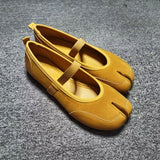 KYLETHOMASW  -  Women's Suede Mary Jane Flats Strap Design Split - Toe Comfortable Casual Shoes Stylish Daily/Lounge Footwear