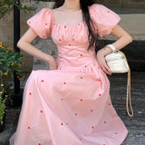 KYLETHOMASW  -  Elegant Fairy  Midi Dress Of Women Causal Puff Sleeve Vintage Party Dress Female One Piece Y2K Clothes