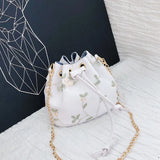 KYLETHOMASW  -  2024 Fashion PU Leather Floral Women Shoulder Bag Casual Bucket Lace Crossbody Bags for Female Shopping Party Bags