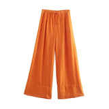 KYLETHOMASW  -  Pantalon Femme Trousers Women Summer French Minimalist Pants Women Loose Fitting Casual Drawstring Wide Leg Pants