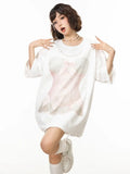Kylethomasw Y2k White Corset Graphic T Shirts for Women Oversized Bow Print Cotton Tees Vintage Harajuku Summer Fashion Design Tops