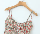 KYLETHOMASW  -  Summer Ruched Chest Flower Print Backless Sling Dress Holiday Woman Adjust Spaghetti Strap Dresses Beach Holiday Robe Vestidos