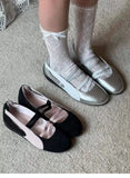 KYLETHOMASW  -  Retro multi-color sports shoes, ballet shoes with elastic bands, round toe, flat bottom, shallow opening Mary Jane style women's
