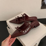 KYLETHOMASW  -  Fashion Butterfly-Knot Footwear Flats With Shoes For Women Mules Pointed Toe Female Shallow Ladies Flats Slip On Shoes