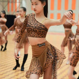 Kylethomasw Bodycon Dress Women Leopard Latin Dance Shoes Dress Woman Sexy New Latin Dance Dress Women 2024 Dance Sports Costume Girl Kid's