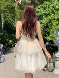 KYLETHOMASW  -  Sweet Fairy Mini Dress Elegant Strapless Off Shoulder Princess Ruffles Birthday Party Dresses Summer Ball Gown Short Vestidos