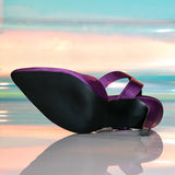 KYLETHOMASW  -  Sexy Satin Pointed Toe Women Pumps Sandals Elegant Ankle Buckle Strap Thin High Heels Stripper Party Shoes