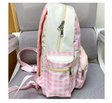 KYLETHOMASW  -  Plaid Strawberry Bow Mochila Korean Style Cute Teenage Girls Student Bag Mochilas Mujer New Bolsas Bags for Woman Backpack