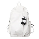 Kylethomasw Cute Panda Pendant Women Man Backpack Pu Leather Men's Backpacks Girl Black White Back Pack Laptop Bag Large Capacity Travel Bag