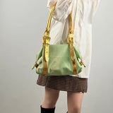 KYLETHOMASW  -  Vintage Green Tote Bag Women Hot Girl Faux Crocodile Large Capacity Underarm Bag Ladies Harajuku Y2K Aesthetics Shoulder Bag New