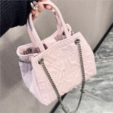 KYLETHOMASW  -  Sweet Cute Pink Bucket Handbag Women PU Leather Large Capacity Shoulder Bag Ladies Chain Y2K Harajuku Luxury Crossbody Bags Chic