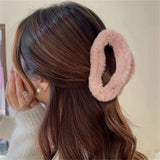 Kylethomasw Large Solid Color Plush Cloud Hair Clips Women Korean Fashion Simple Hairpin Elegant Girls Shark Clip Hair Accessories